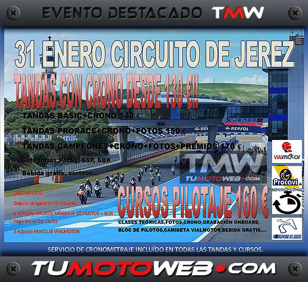 Rodada Tandas Libres y Cursos de Pilotaje Circuito de Jerez – Enero 2016