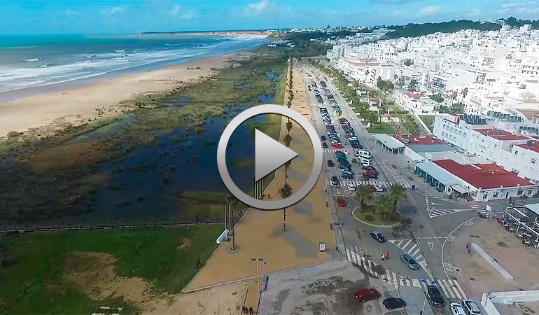 Aplazada Concentración de Conil 2018. Vista de dron, tras la borrasca Emma