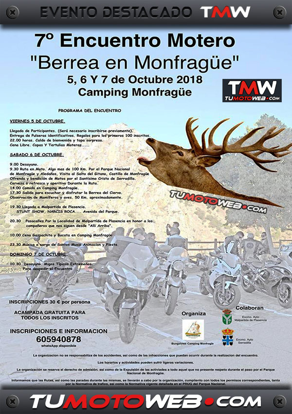 VII Encuentro Motero Berrea en Monfragüe 2018